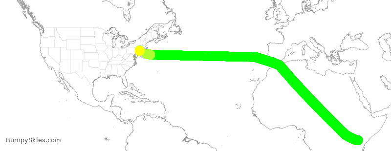 Turbulence forecast map for KQA003, JFK to NBO