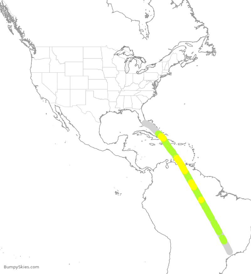 Turbulence forecast map for LAE2541, MIA to BKP