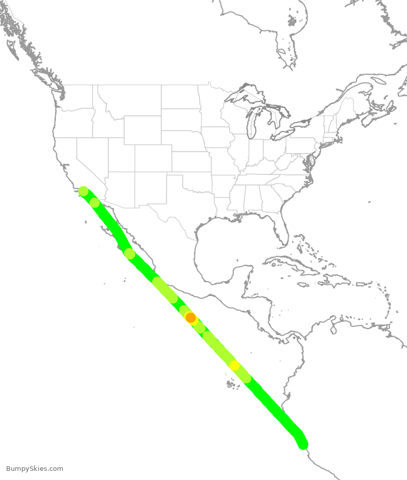 Turbulence forecast map for LAN2479, LAX to SPJC