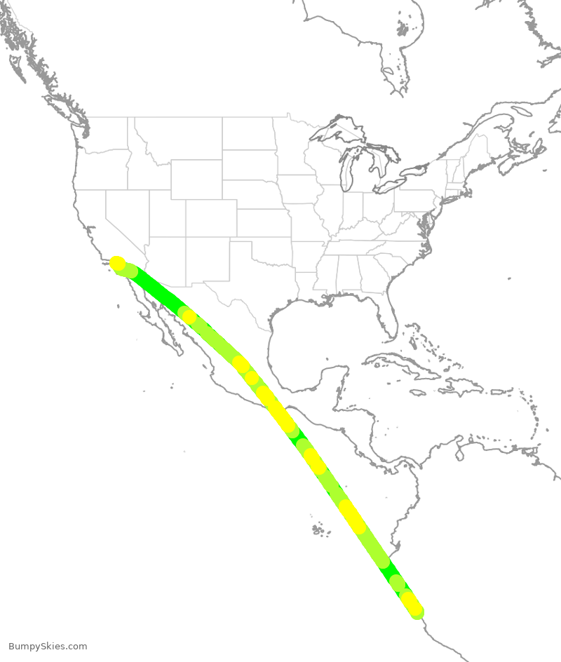 Turbulence forecast map for LAN534, SPJC to LAX