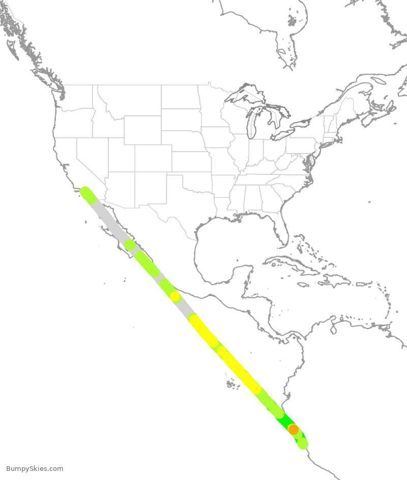 Turbulence forecast map for LAN535, LAX to SPJC