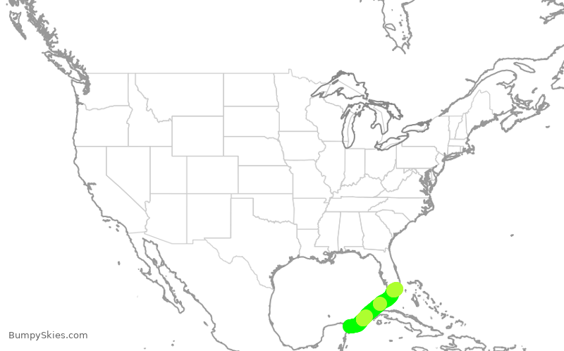 Turbulence forecast map for LAN582, CUN to MIA