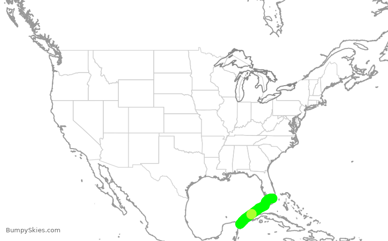 Turbulence forecast map for LAN583, MIA to CUN