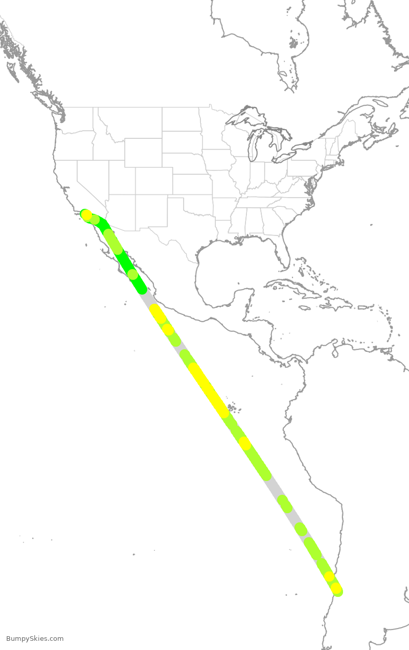 Turbulence forecast map for LAN602, CEL to LAX