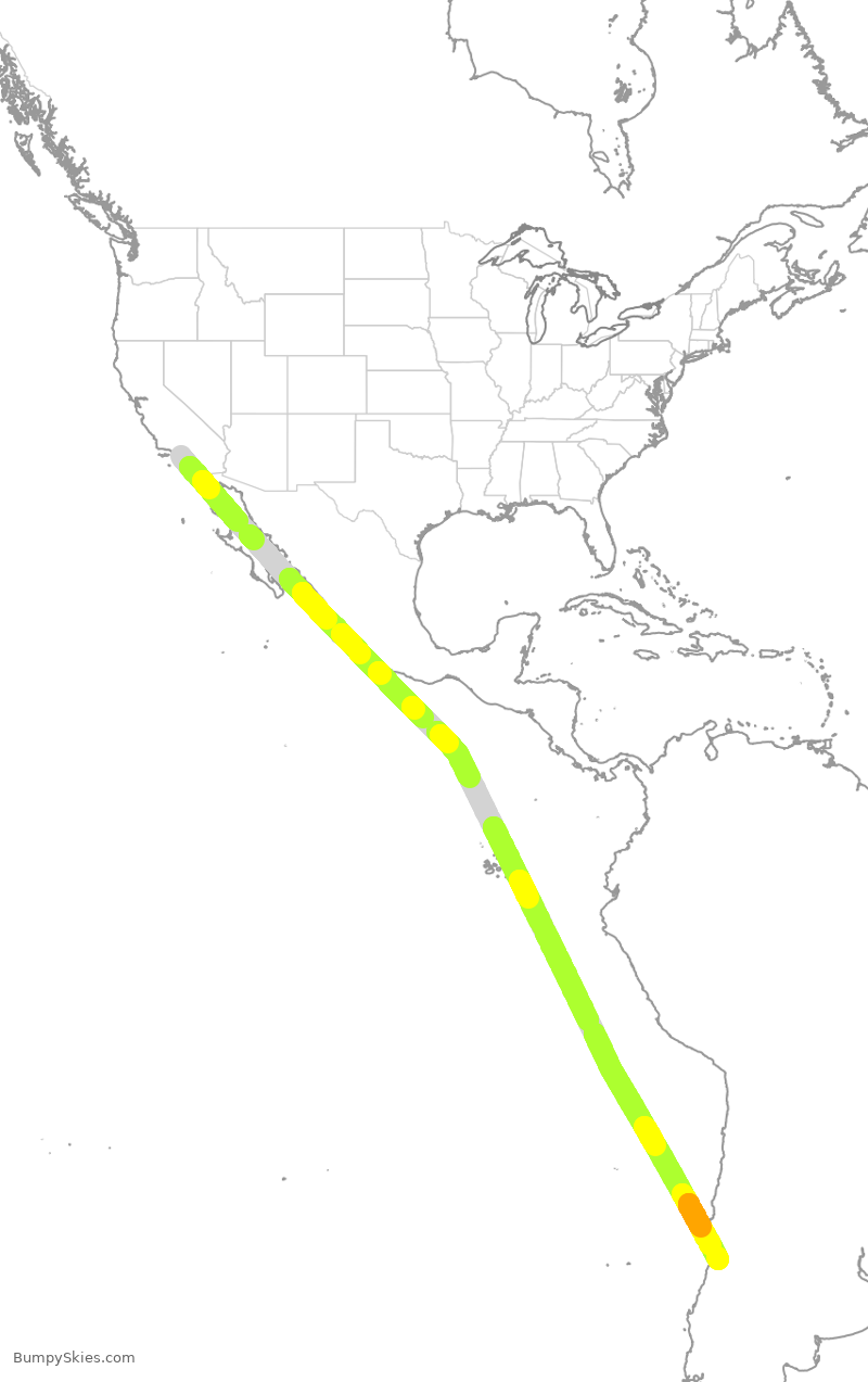 Turbulence forecast map for LAN603, LAX to CEL