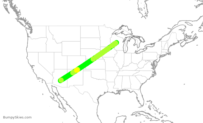 Turbulence forecast map for LJY477, IWA to MFI