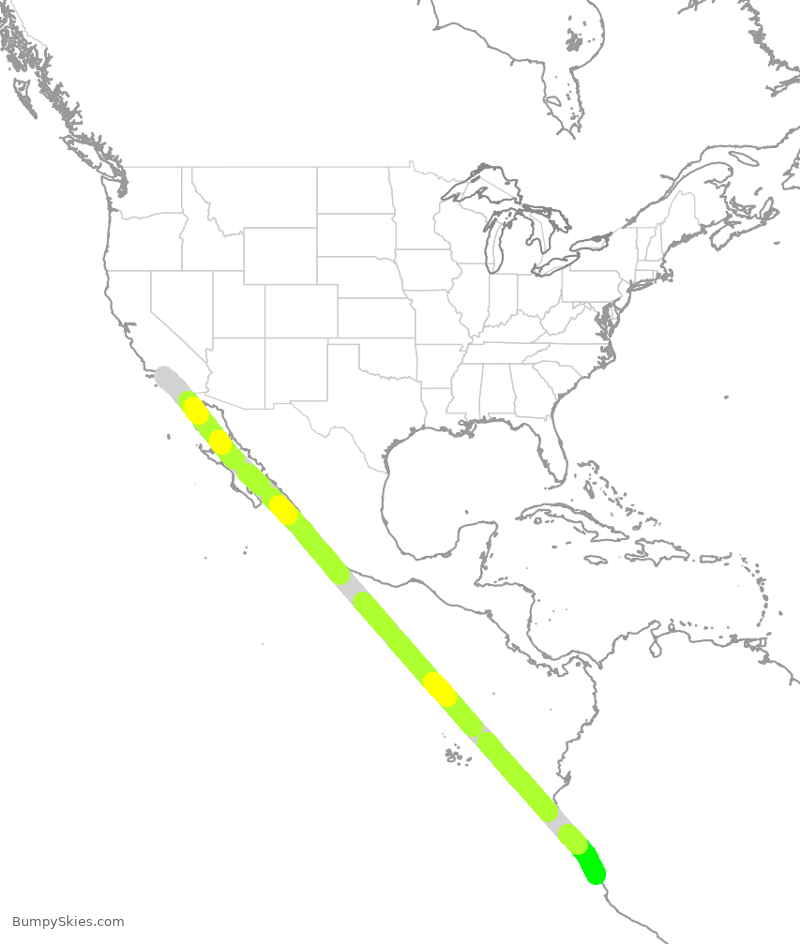Turbulence forecast map for LPE2477, LAX to PJC