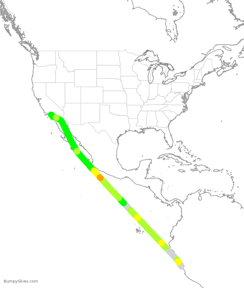 Turbulence forecast map for LPE2478, SPJC to LAX