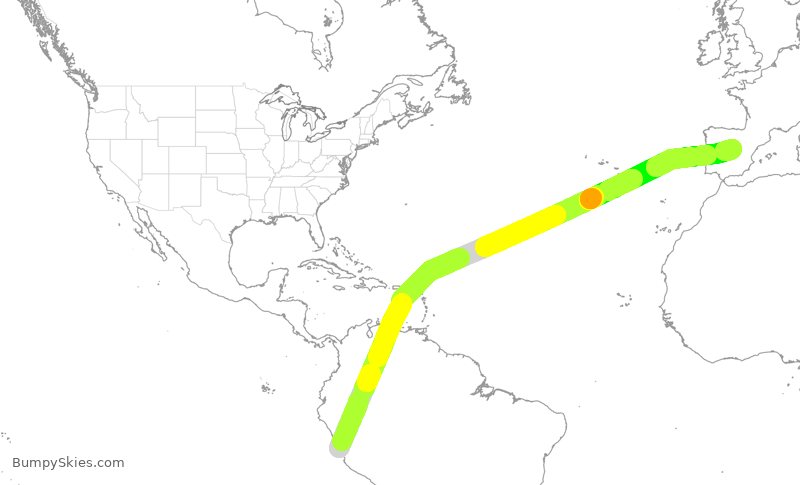 Turbulence forecast map for LPE2484, PJC to EMD