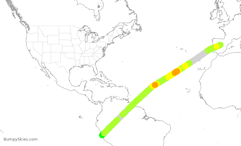 Turbulence forecast map for LPE2485, EMD to PJC