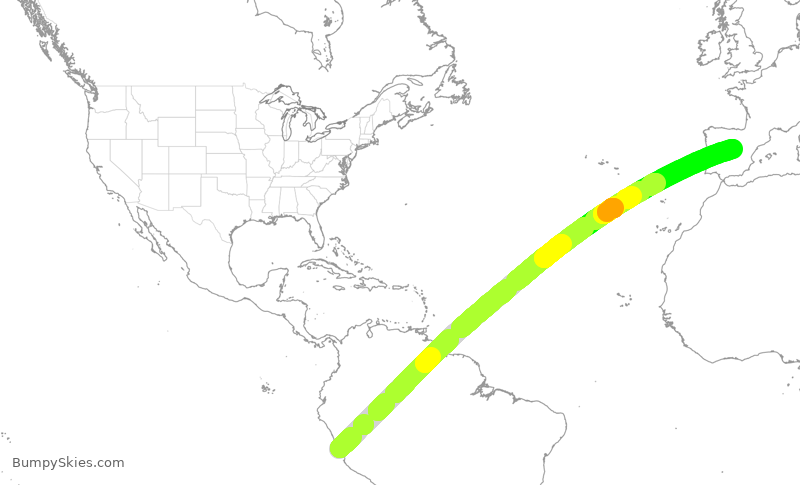 Turbulence forecast map for LPE2490, SPJC to MAD