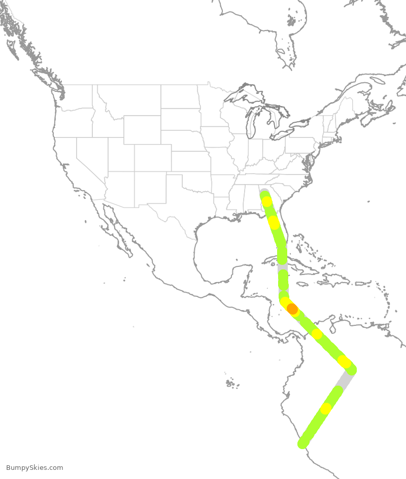 Turbulence forecast map for LPE2511, ATL to SPJC