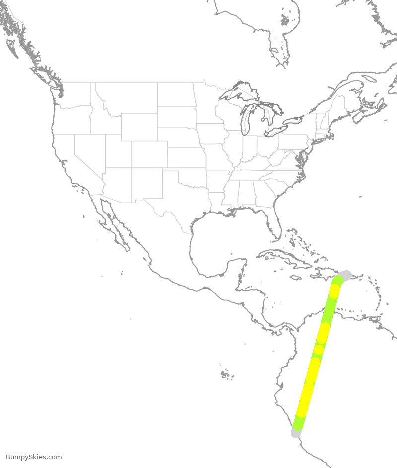 Turbulence forecast map for LPE9960, PJC to JBQ