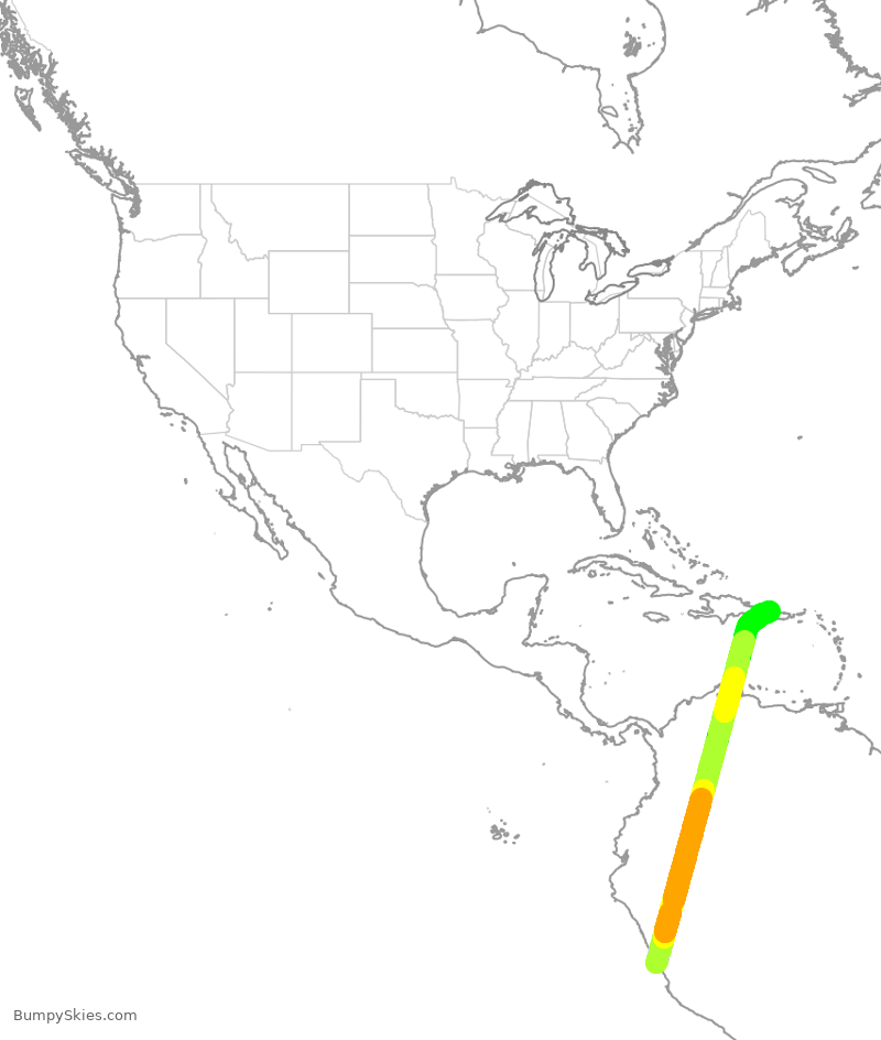 Turbulence forecast map for LPE9962, SPJC to BQN