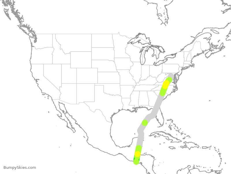 Turbulence forecast map for LRC601, IAD to SLP