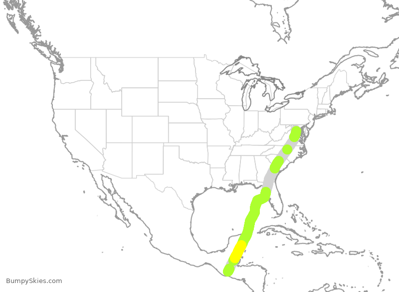 Turbulence forecast map for LRC644, GUA to IAD