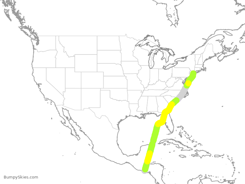 Turbulence forecast map for LRC658, SLP to JFK