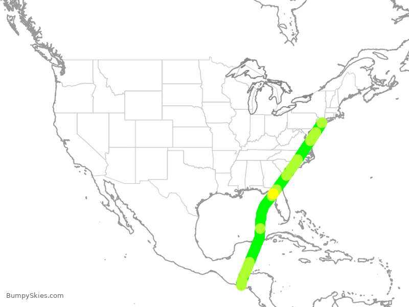 Turbulence forecast map for LRC659, JFK to SLP