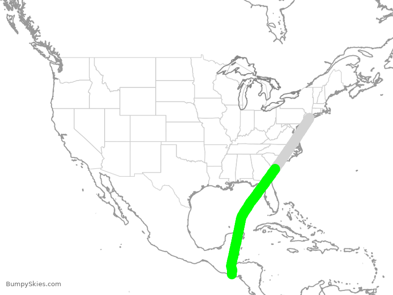Turbulence forecast map for LRC661, JFK to SLP