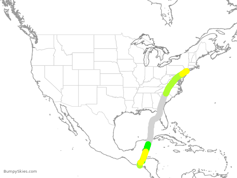 Turbulence forecast map for LRC671, JFK to SLP