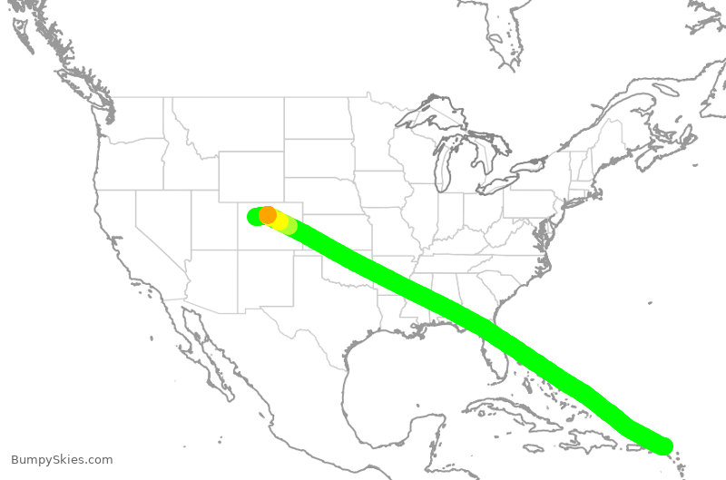 Turbulence forecast map for MMD6037, EGE to QPF