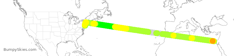 Turbulence forecast map for MSR3950, ECA to EWR