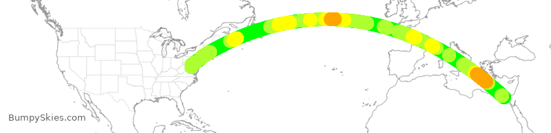 Turbulence forecast map for MSR981, CAI to IAD