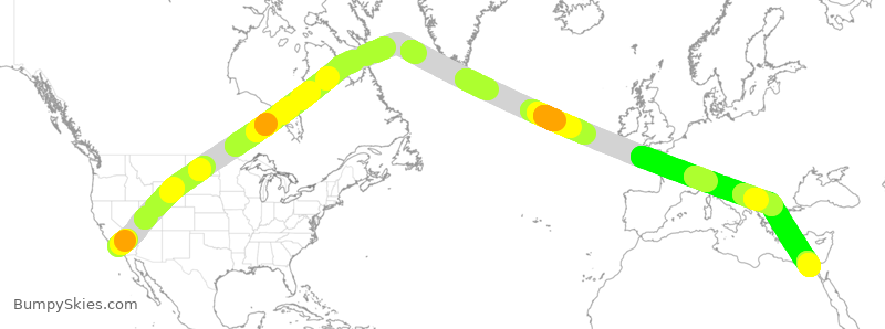 Turbulence forecast map for MSR984, LAX to CAI