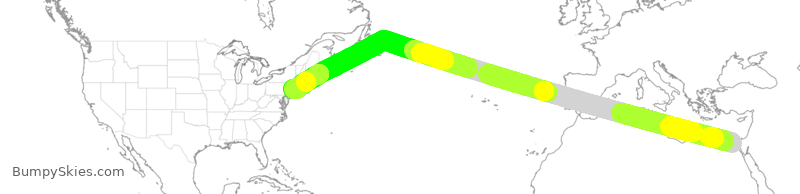 Turbulence forecast map for MSR985, ECA to JFK