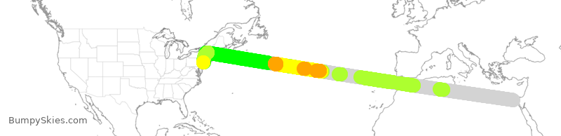 Turbulence forecast map for MSR987, ECA to EWR