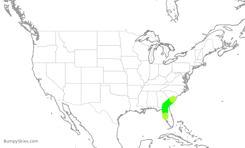Turbulence forecast map for MXY1004, TPA to CHS