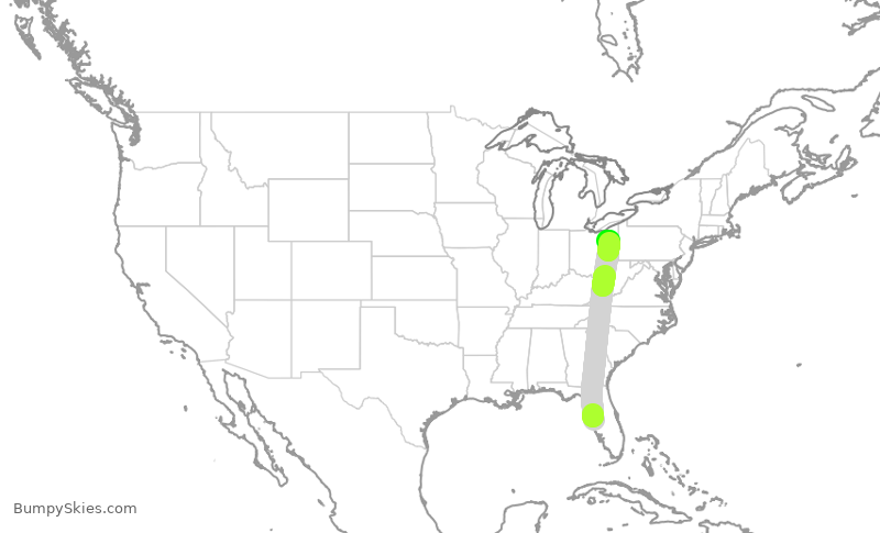Turbulence forecast map for MXY122, TPA to CAK
