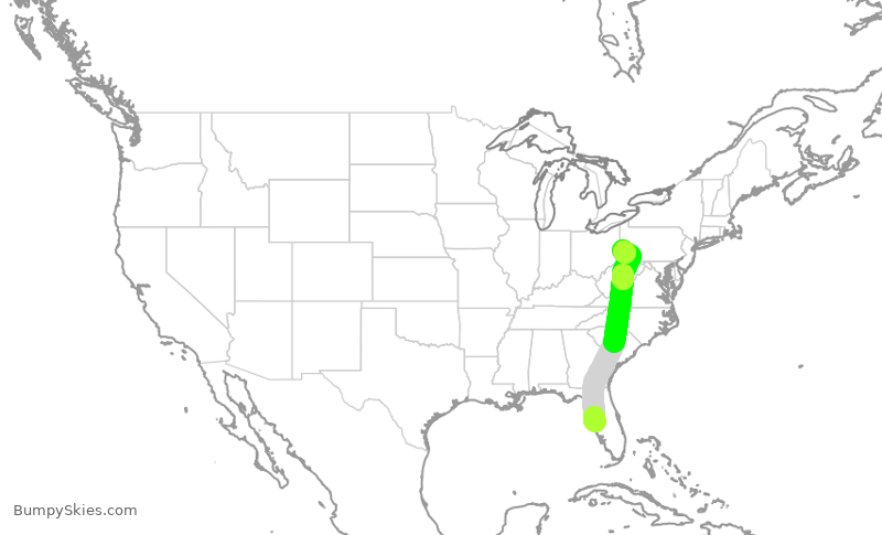 Turbulence forecast map for MXY1331, TPA to PIT