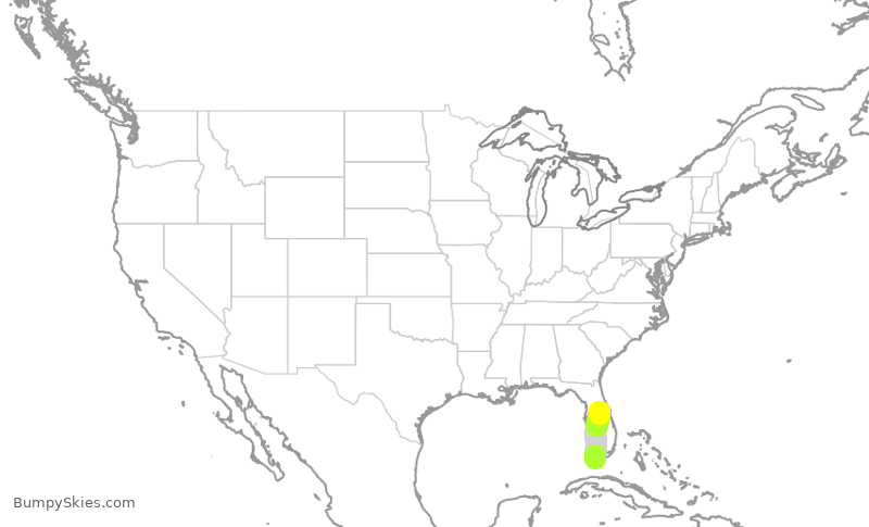 Turbulence forecast map for MXY1335, EYW to MCO