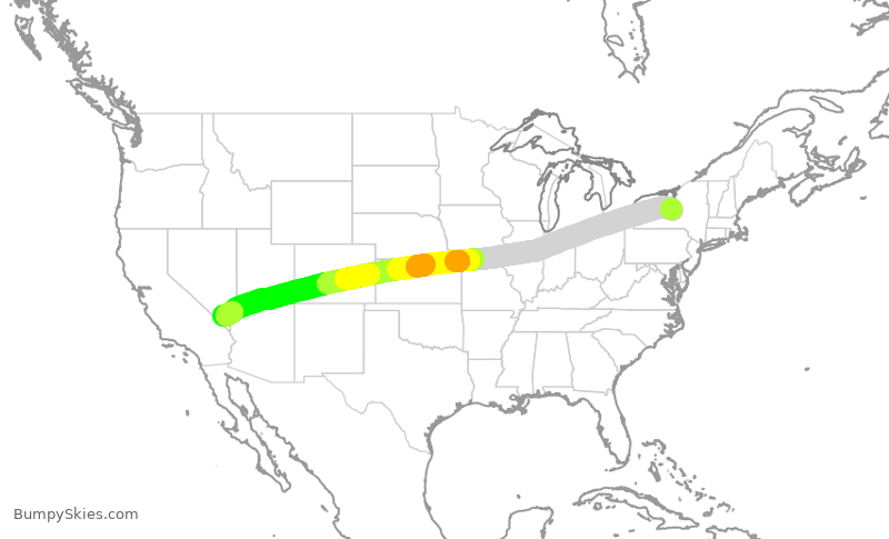 Turbulence forecast map for MXY1433, SYR to LAS