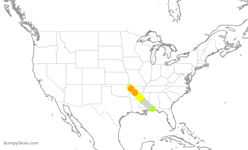 Turbulence forecast map for MXY146, PNS to XNA