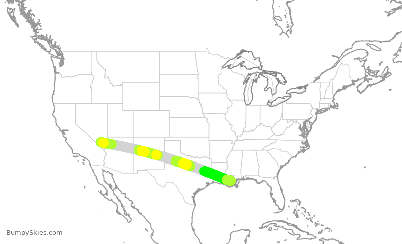 Turbulence forecast map for MXY166, LAS to MSY