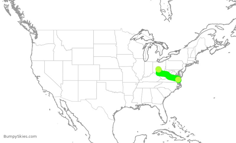 Turbulence forecast map for MXY1911, CMH to ORF