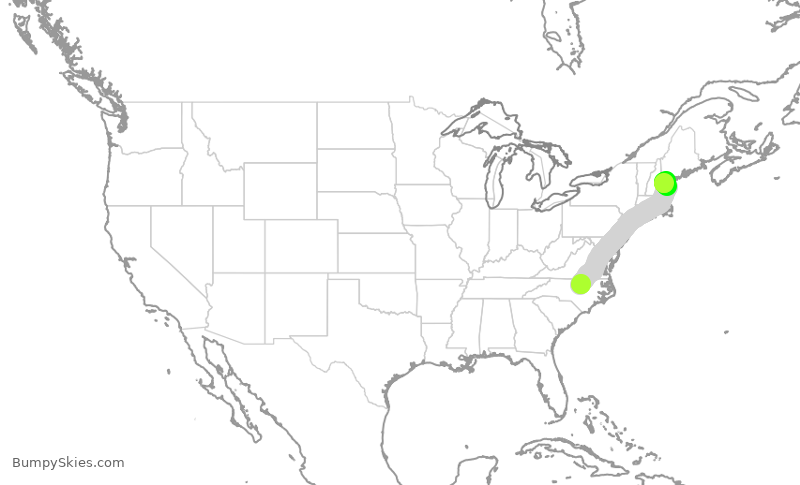 Turbulence forecast map for MXY2002, RDU to PWM