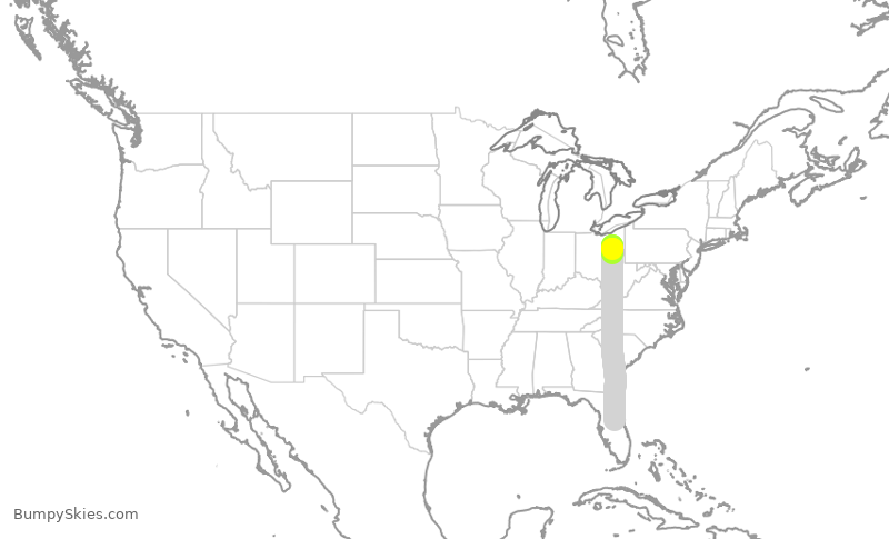 Turbulence forecast map for MXY246, CAK to MCO