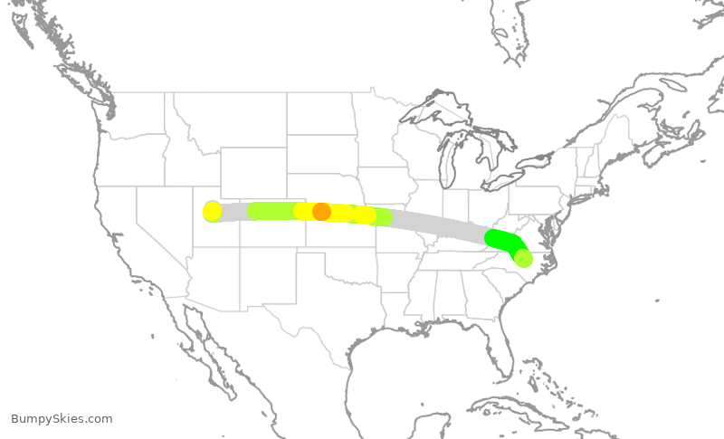 Turbulence forecast map for MXY2505, PVU to RDU