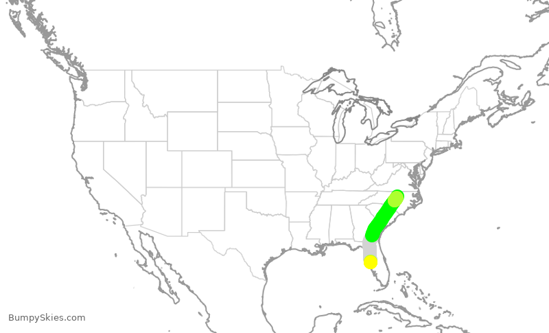 Turbulence forecast map for MXY2566, TPA to RDU