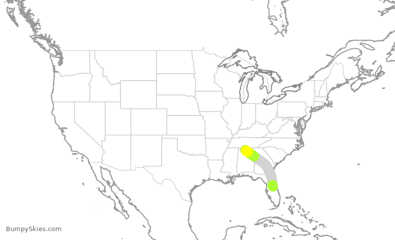 Turbulence forecast map for MXY266, MCO to HSV