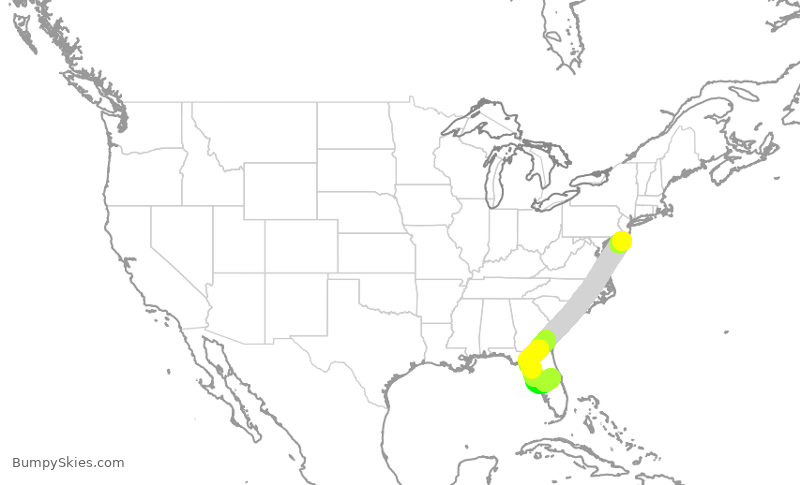 Turbulence forecast map for MXY2721, ACY to MCO