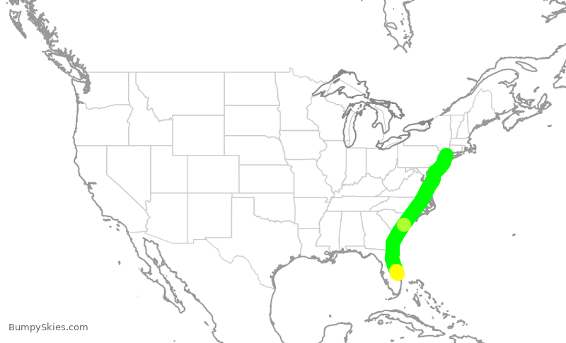 Turbulence forecast map for MXY2766, HPN to VRB