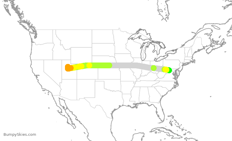 Turbulence forecast map for MXY2784, PVU to IAD