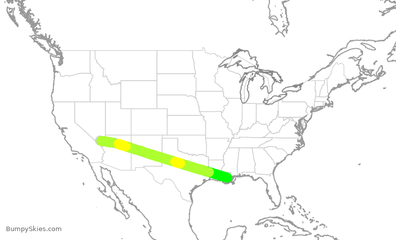 Turbulence forecast map for MXY351, LAS to MSY