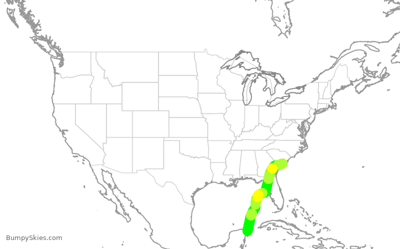 Turbulence forecast map for MXY397, CUN to CHS