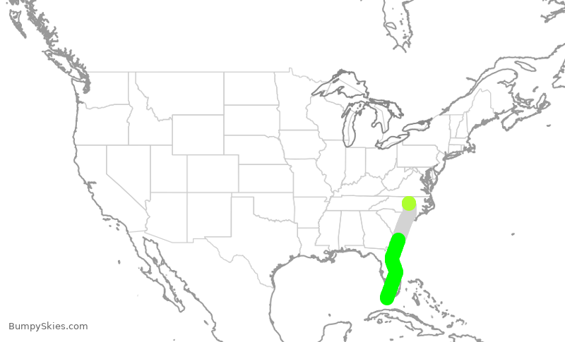Turbulence forecast map for MXY408, RDU to EYW