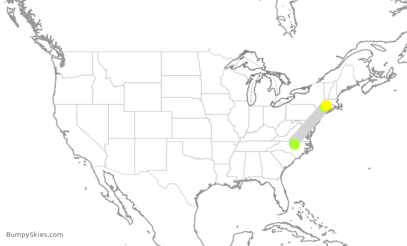 Turbulence forecast map for MXY540, BDL to RDU